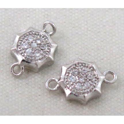 zircon, copper connector, platinum plated