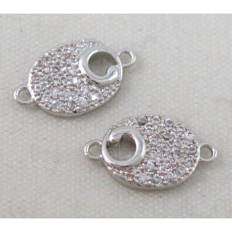 zircon, copper connector, platinum plated