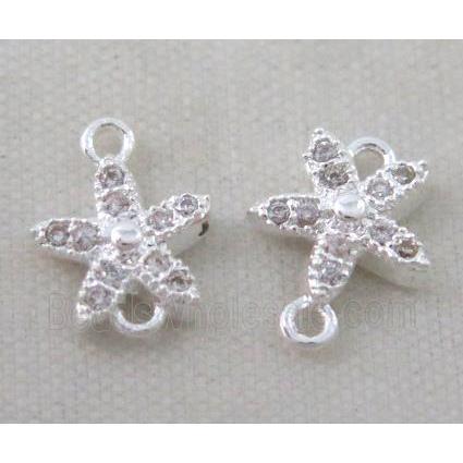 zircon, copper connector, silver plated