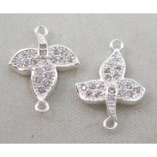 zircon, copper connector, silver plated
