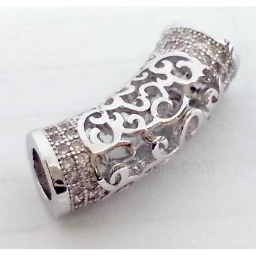 Zircon, bracelet bar, copper tube, platinum plated