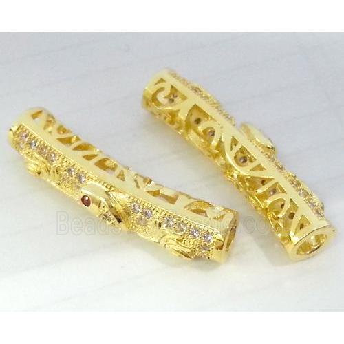 Zircon, bracelet bar, copper tube, gold plated