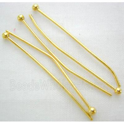 round HeadPins, copper, gold plated