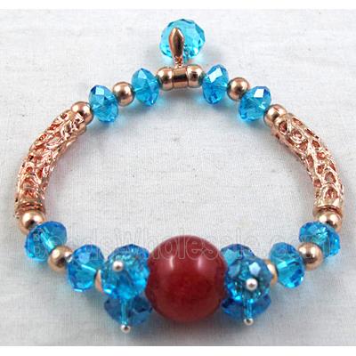 Chinese Crystal Glass Bracelet, stretchy, mixed