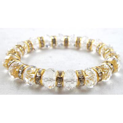Chinese Crystal Glass Bracelet, rhinestone, stretchy, clear