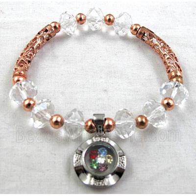 Chinese Crystal Glass Bracelet, stretchy, clear