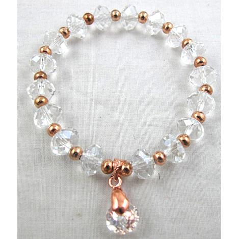 Chinese Crystal Glass Bracelet, stretchy, clear