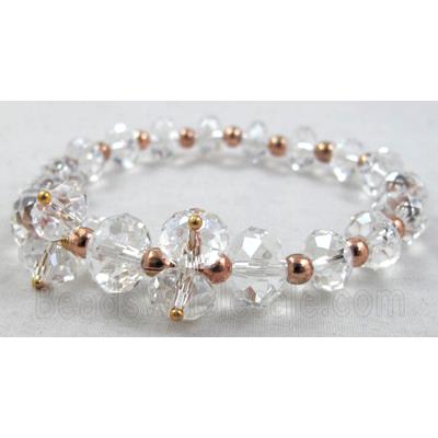 Chinese Crystal Glass Bracelet, stretchy, clear