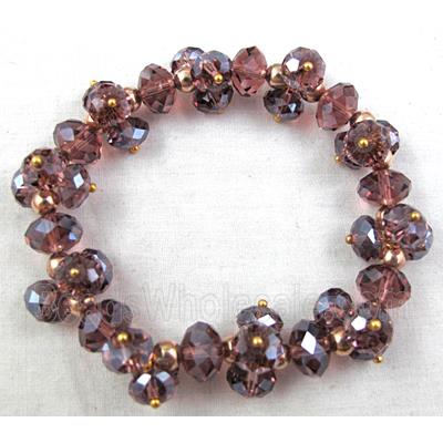 Chinese Crystal Glass Bracelet, stretchy, purple