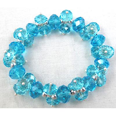 Chinese Crystal Glass Bracelet, stretchy, aqua