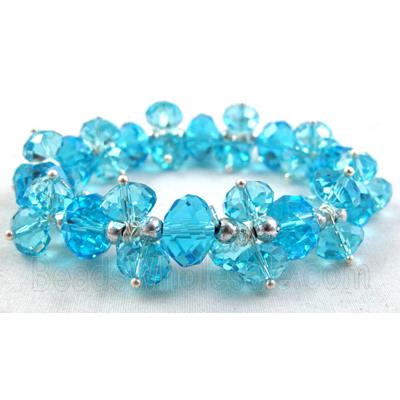 Chinese Crystal Glass Bracelet, stretchy, aqua