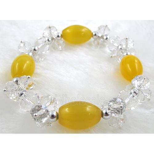 stretchy Bracelet with Chinese crystal beads, cat eye beads