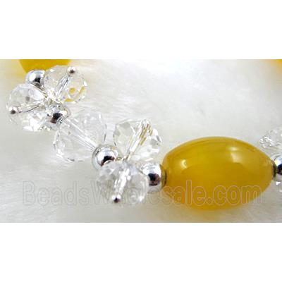 stretchy Bracelet with Chinese crystal beads, cat eye beads