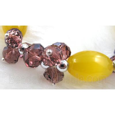 stretchy Bracelet with Chinese crystal beads, cat eye beads