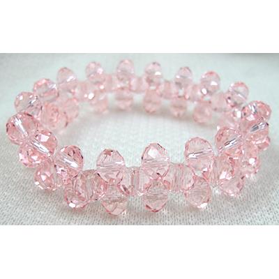 Chinese Crystal Glass Bracelet, stretchy, pink