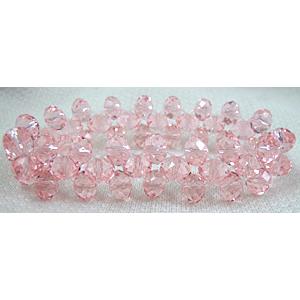 Chinese Crystal Glass Bracelet, stretchy, pink