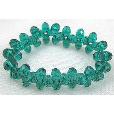Chinese Crystal Glass Bracelet, stretchy, peacock-blue
