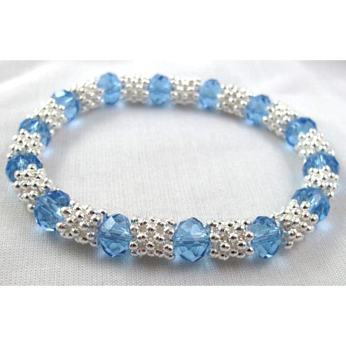 Stretchy Chinese Crystal glass Bracelet, blue