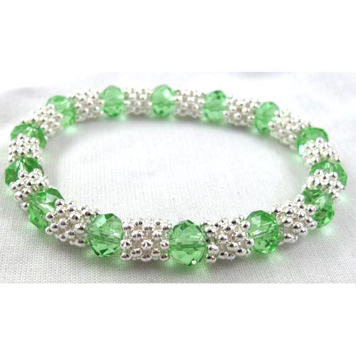 Stretchy Chinese Crystal glass Bracelet, green