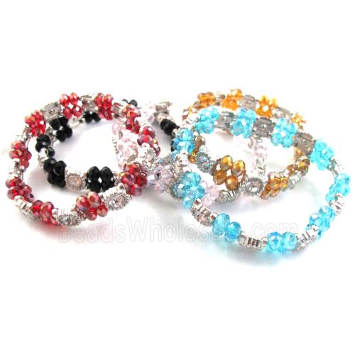 Stretchy Chinese Crystal glass Bracelet, mixed color