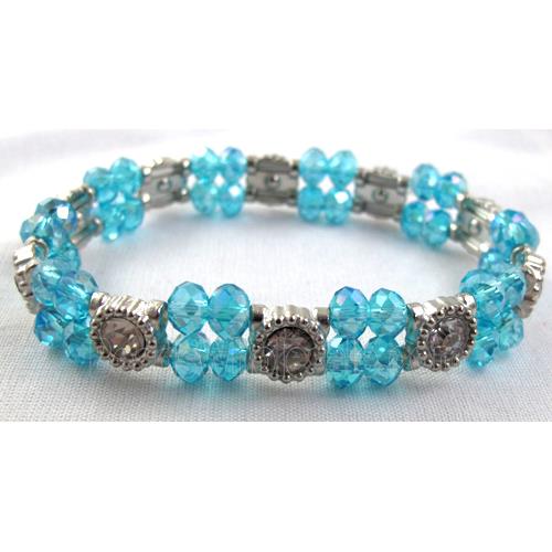 Stretchy Chinese Crystal glass Bracelet, aqua