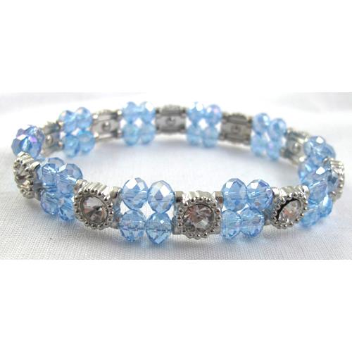 Stretchy Chinese Crystal glass Bracelet, blue