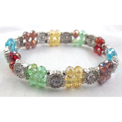 Stretchy Chinese Crystal glass Bracelet, colorful
