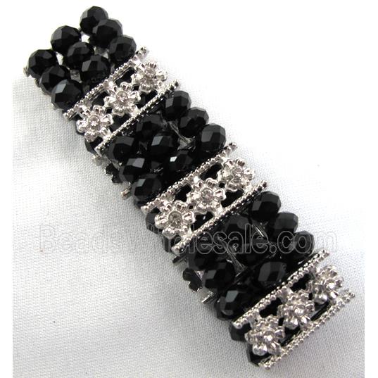 Stretchy Chinese Crystal glass Bracelet, black