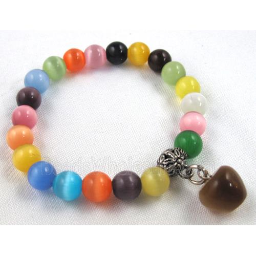 cat eye stone bracelet, stretchy, colorful