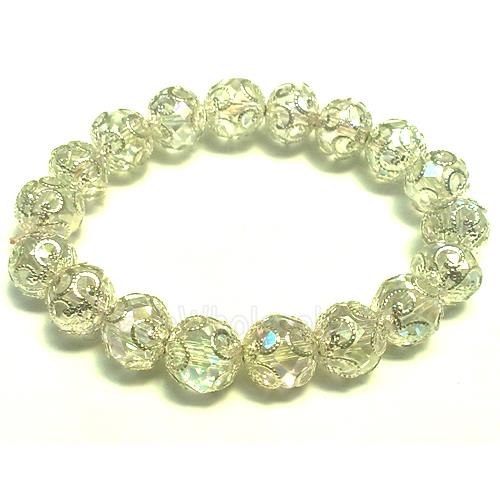 Chinese Crystal Glass Bracelet, stretchy, clear