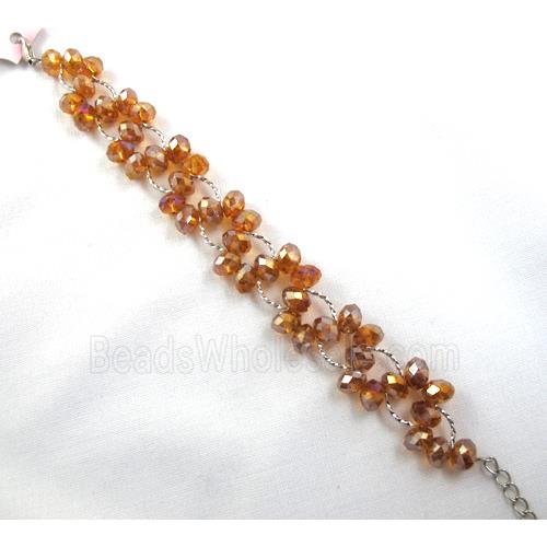 Chinese Crystal glass Bracelet, golden