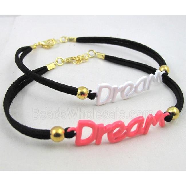 handmade bracelet with suede, enamel alloy bead