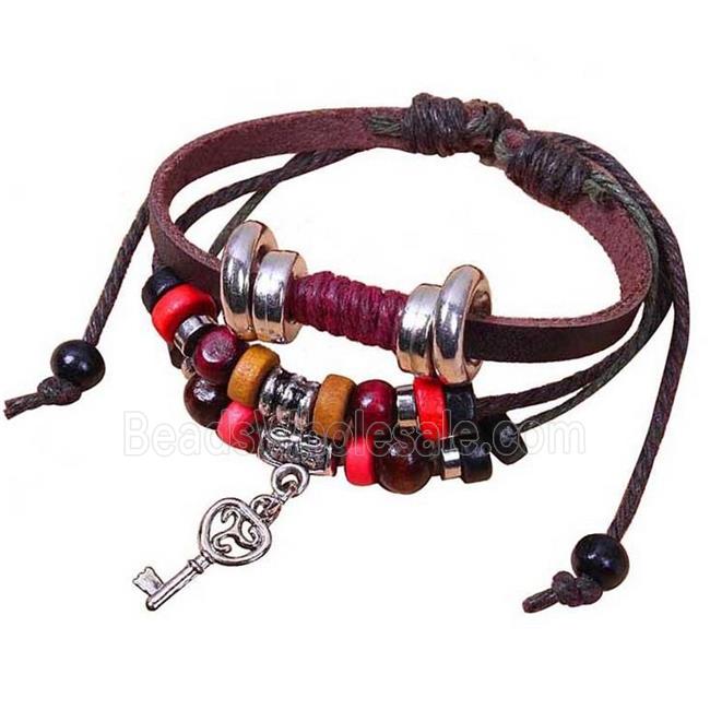 handmade bracelet with leather, alloy bead