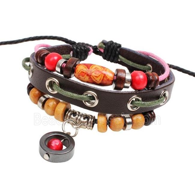 handmade bracelet with leather, alloy bead