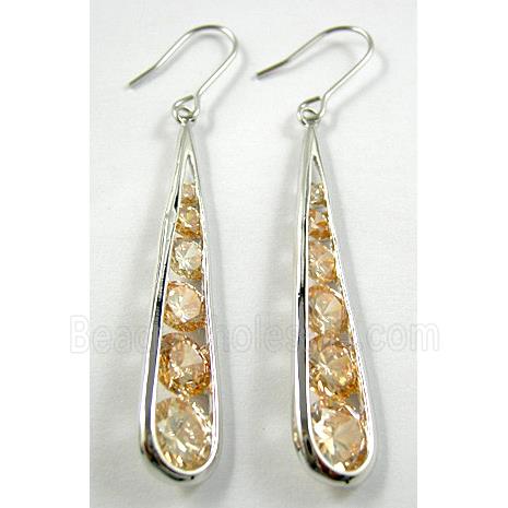 Pale Yellow CZ Diamond Drop Earrings, Nickel Free