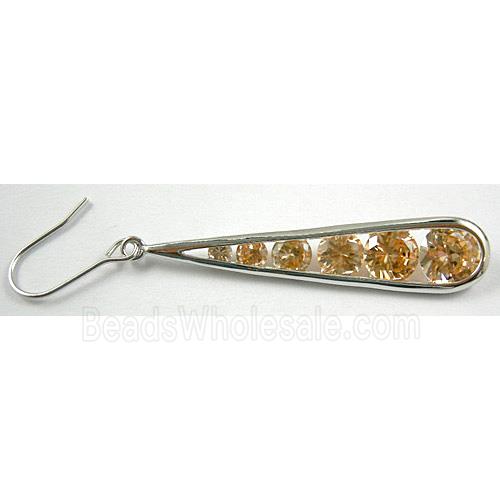 Pale Yellow CZ Diamond Drop Earrings, Nickel Free