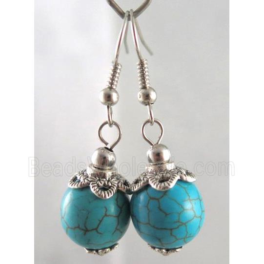handmade earring with turquoise, copper, alloy bead