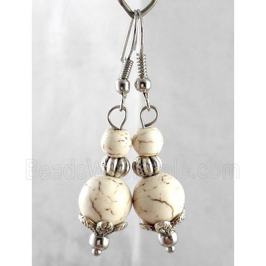 handmade earring with turquoise, copper, alloy bead