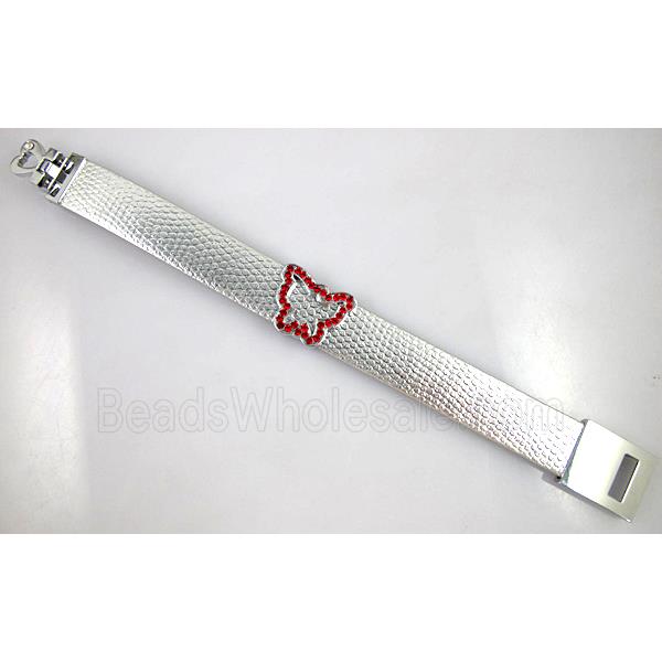 PU Leather Bracelet, alloy bead with mideast rhinestone