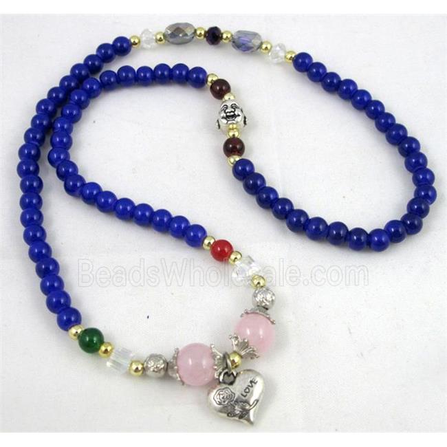 fashion jewelry, glass necklace, bracelet, CCB, blue