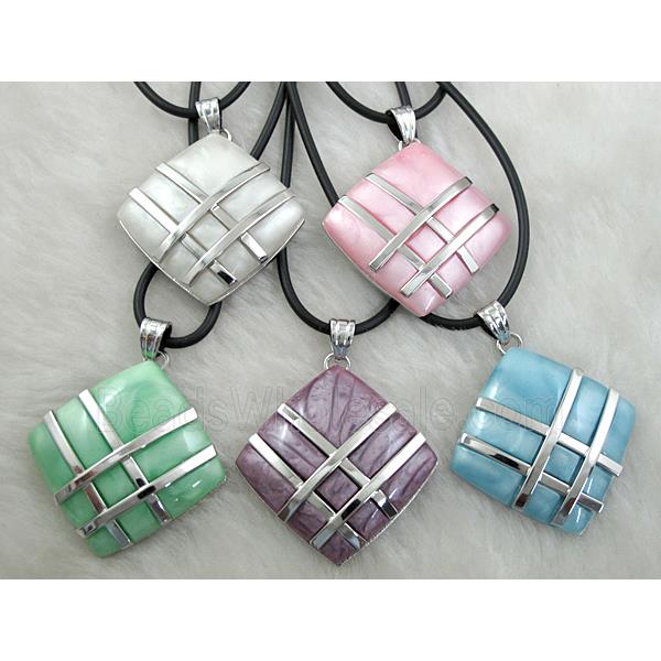 mix Acrylic Necklace, alloy, rubber cord