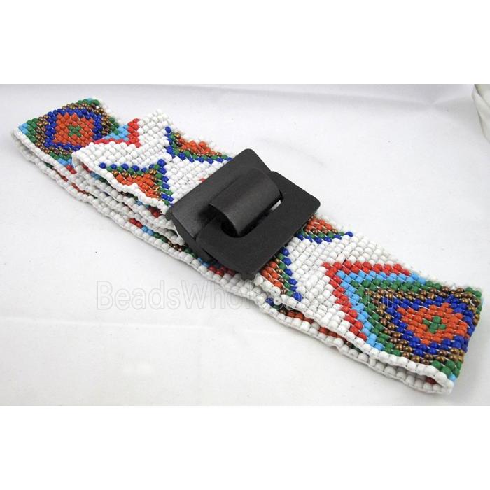 waistband with glass bead, stretchy, handmade, mixed