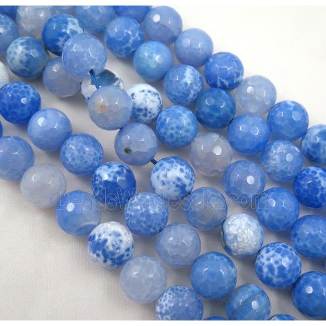blue Fired Agate Stone beads, faceted round