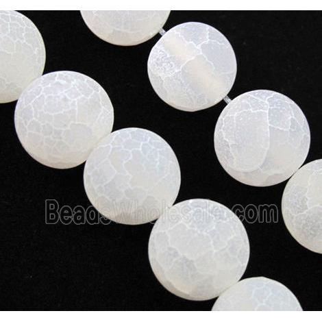 round white frosted Crackle Agate beads