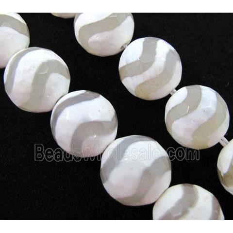tibetan Agate Stone bead, faceted round, wave
