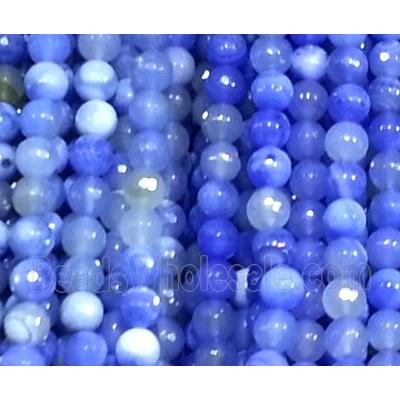blue Agate Stone bead, faceted round