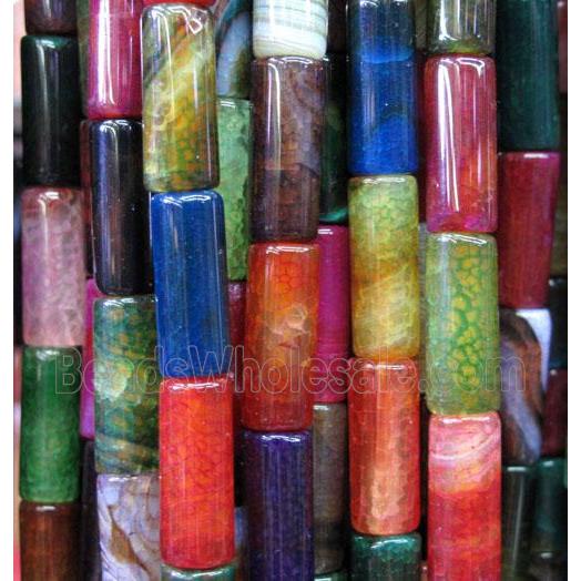 veins Agate Stone beads, column, mixed color
