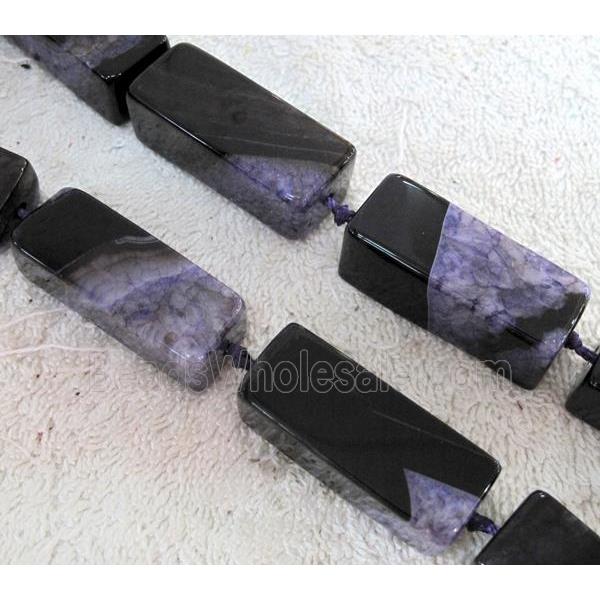 Agate Druzy beads, cuboid, purple