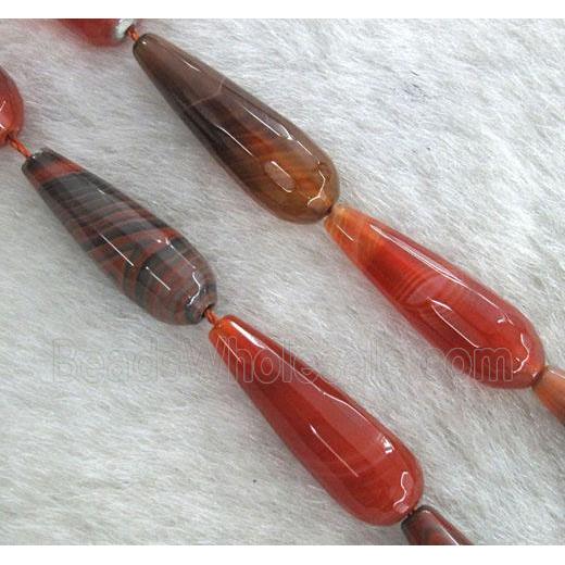 red agate beads, faceted 3D-teardrop