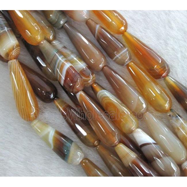 orange agate beads, faceted teardrop
